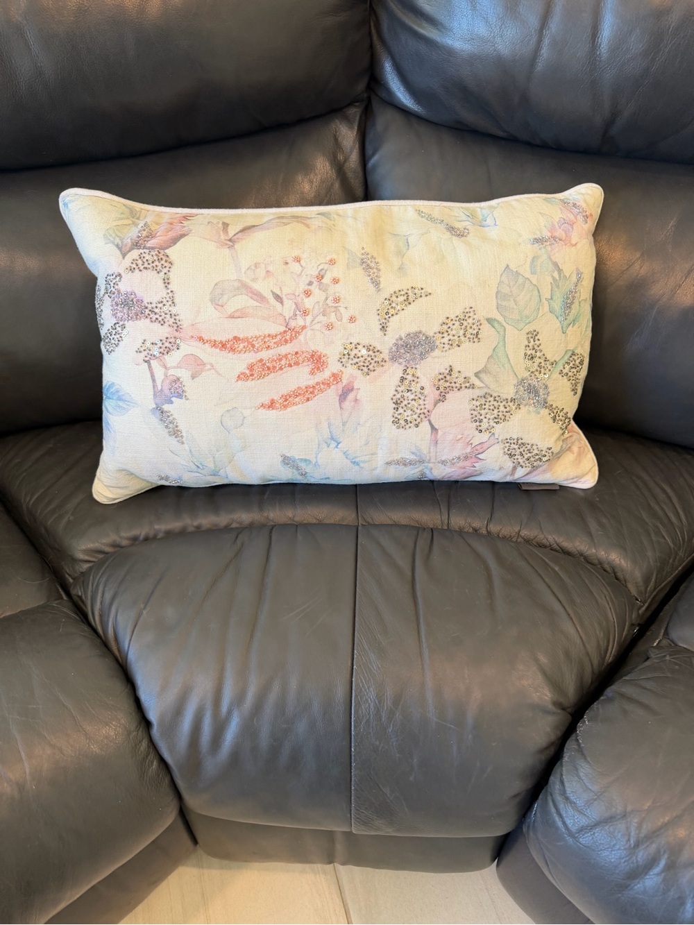 LACOURTE Pastel Floral Accent Lumbar Pillow
